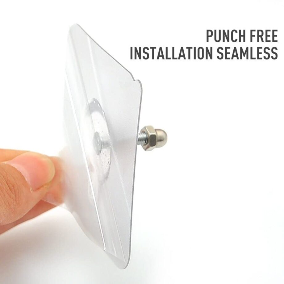 JIALTO 10 Pcs Stainless Steel, PVC, ABS Nail Free Seamless Adhesive Non-Trace No Drilling Installation Hanging, Waterproof Screws Wall Hook (Transparent) - Image 2
