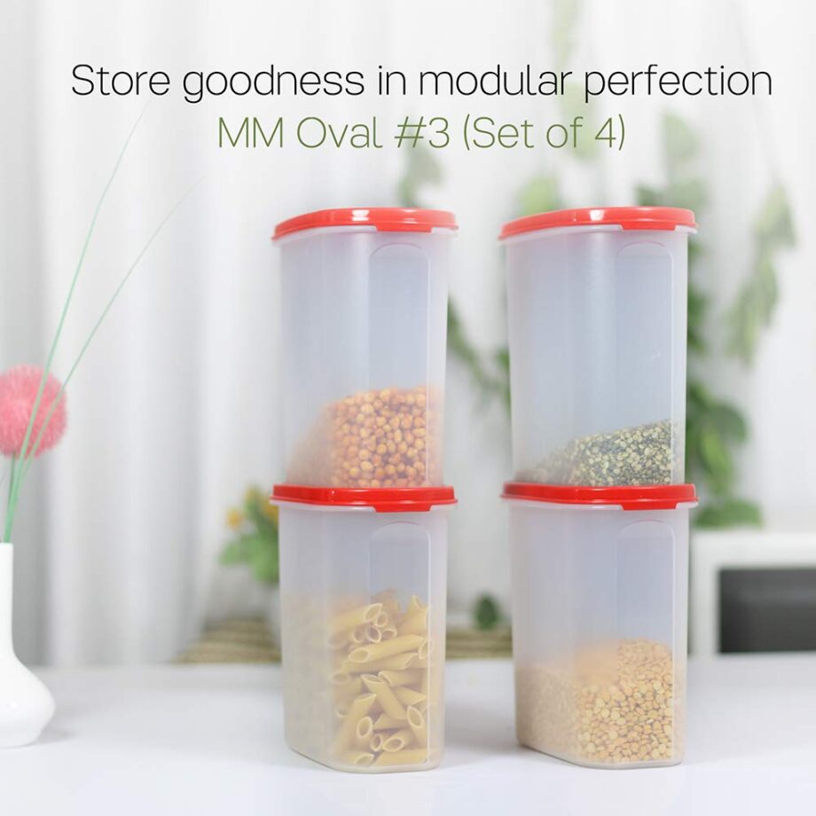 Tupperware Plastic Storage Container- 1.7 liters, 4 pieces, Multicolor - Image 2