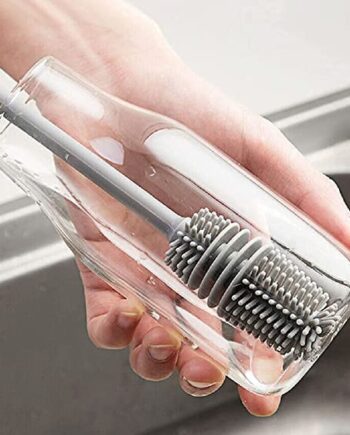 Raxon Innovation Long Handle Silicone Bottle Cleaner Brush for Washing Water Bottle || Solution Bottle Mug Cleaning Brush || [Color - Grey] [Pack of 1]