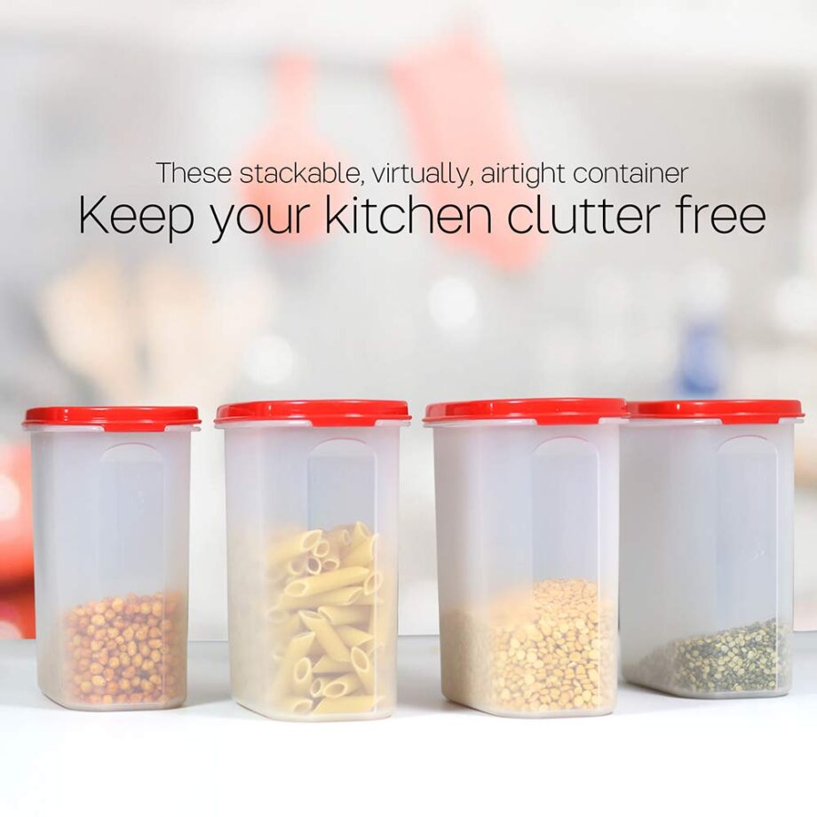 Tupperware Plastic Storage Container- 1.7 liters, 4 pieces, Multicolor - Image 4