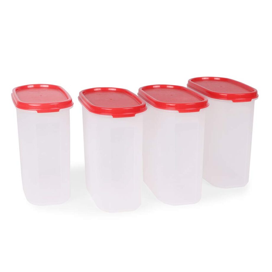 Tupperware Plastic Storage Container- 1.7 liters, 4 pieces, Multicolor