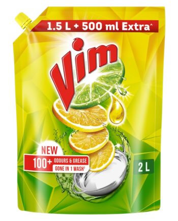 Vim Fresh Lemon Fragrance Dishwash Liquid Gel 2L Refill Pack|| Leaves No Residue|| Grease Cleaner For Utensils - Liquid Kitchen Soap Super Saver Offer