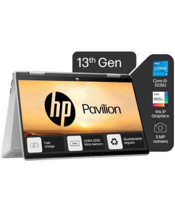 HP Pavilion x360, 13th Gen Intel Core i5-1335U (16GB DDR4, 512GB SSD) FHD, IPS, Micro-Edge, 14"/35.6cm, Touchscreen 2-in-1, Win11, Office21, Silver, 1.51kg, ek1074TU, Iris Xe, FPR, 5MP Camera Laptop