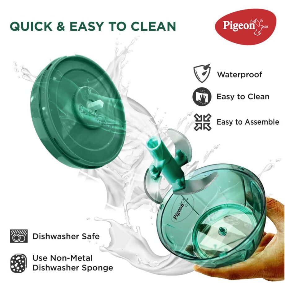 Pigeon Polypropylene Mini Handy and Compact Chopper with 3 Blades for Effortlessly Chopping Vegetables and Fruits for Your Kitchen (12420, Green, 400 ml) - Image 6