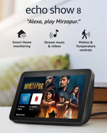 Amazon Echo Show 8 (2nd Gen) - Smart speaker with 8" HD screen, stereo sound & hands-free entertainment with Alexa (Black)