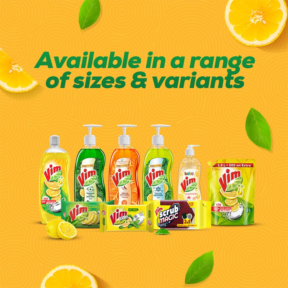 Vim Fresh Lemon Fragrance Dishwash Liquid Gel 2L Refill Pack|| Leaves No Residue|| Grease Cleaner For Utensils - Liquid Kitchen Soap Super Saver Offer - Image 6