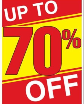 P15USE Up to 70 Percent Off (%) Sale Window Sale Sign Posters Retail Business Store Signs (P15-22" x 28")