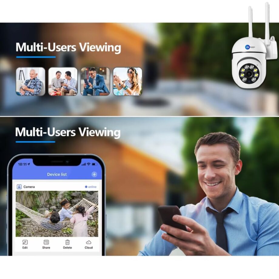Maizic Smarthome Wi-Fi Indoor Camera 3MP HD Pan-Tilt Zoom CCTV Camera, Outdoor Indoor Security 2 Way Talk, Color Night Vision, Motion Detection, Multi User View, Support SD Card (Up to 128GB) - Image 5