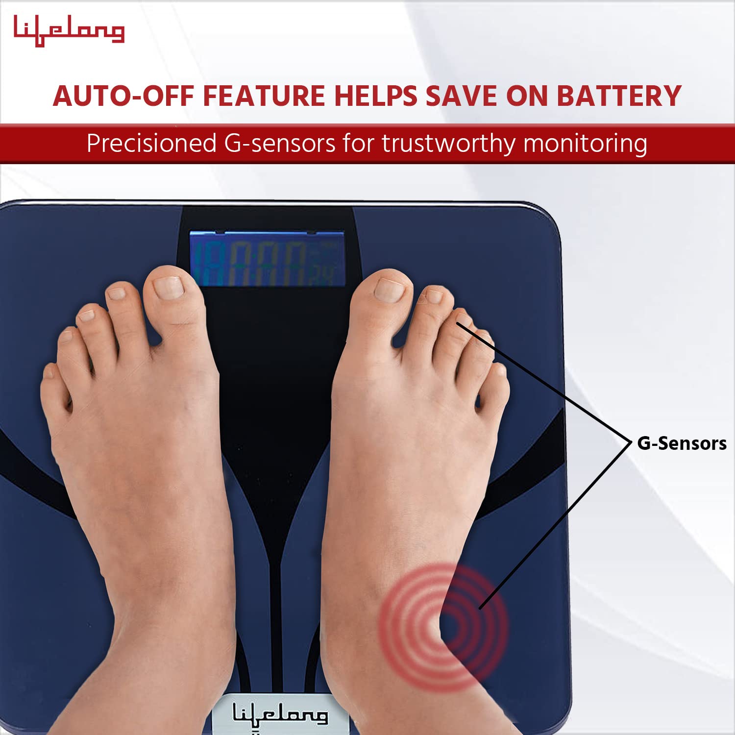 Lifelong LLWS27 Digital Weighing Scale|Glass Weighing Scale Machine|Electronic Bathroom Scales & Weight Machine for Home & Human Balance Battery included (Blue) - Image 6