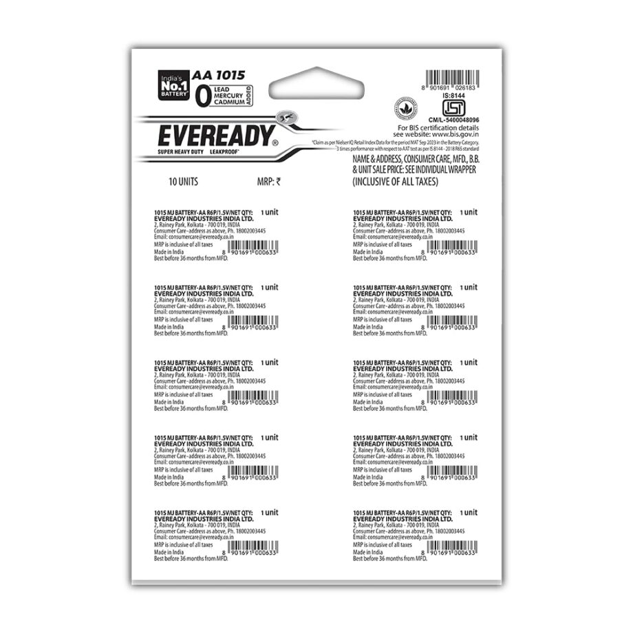Eveready 1015 Carbon Zinc AA Batteries - 10 Pieces - Image 7
