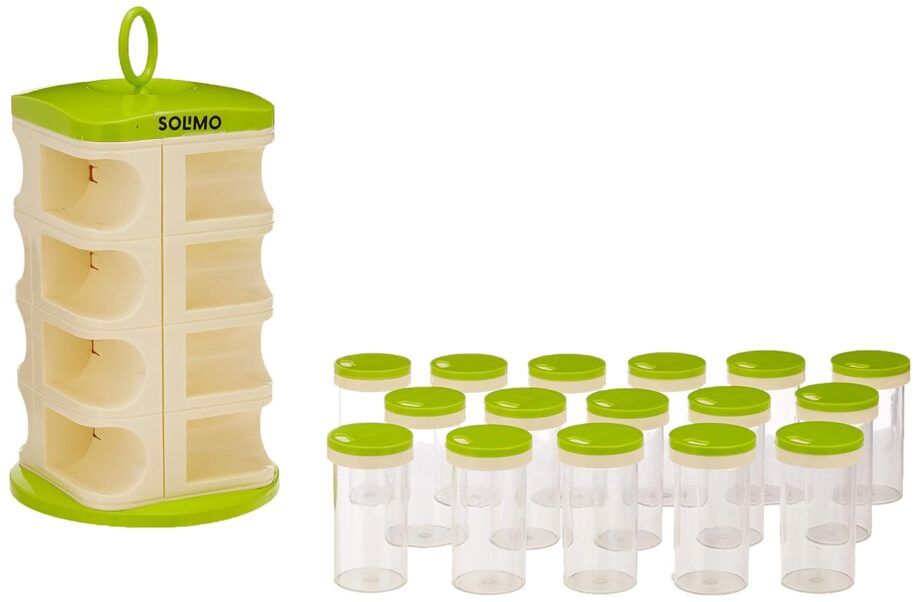 Amazon Brand - Solimo Revolving Plastic Spice Rack set (16 pieces) - Image 3