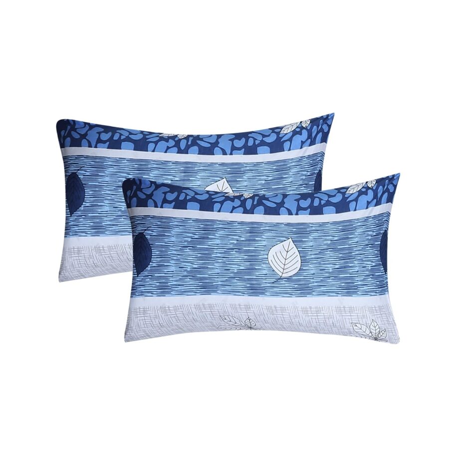 Status Contract Cotton Rich Double Bedsheet with 2 Pillow Covers for Bed Room, Home, Hotel-120 GSM (Blue Stripes) - Image 5