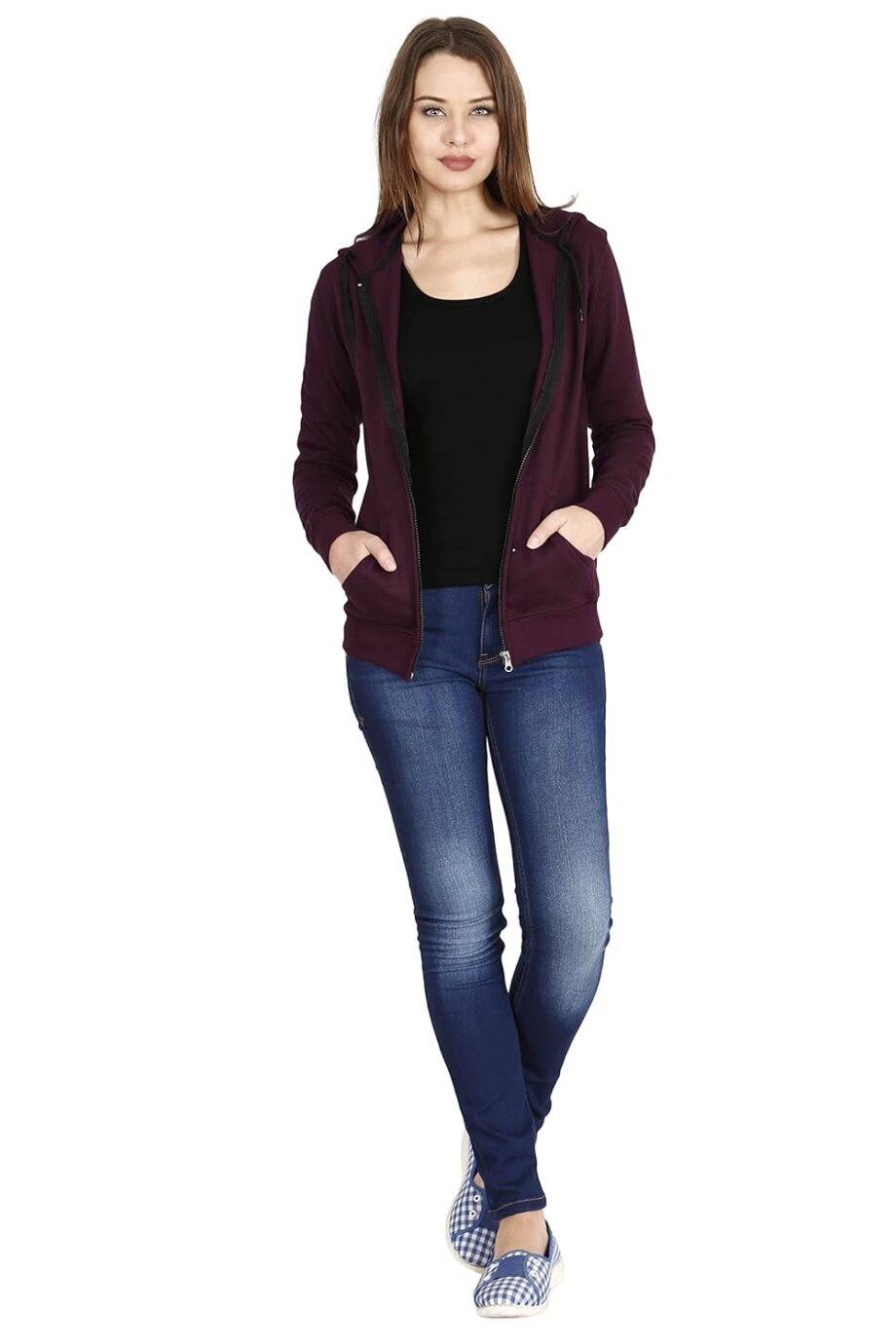 FLEXIMAA Women's Cotton Full Zipper Sweatshirt Hoodies with Kangaroo Pocket - Image 5