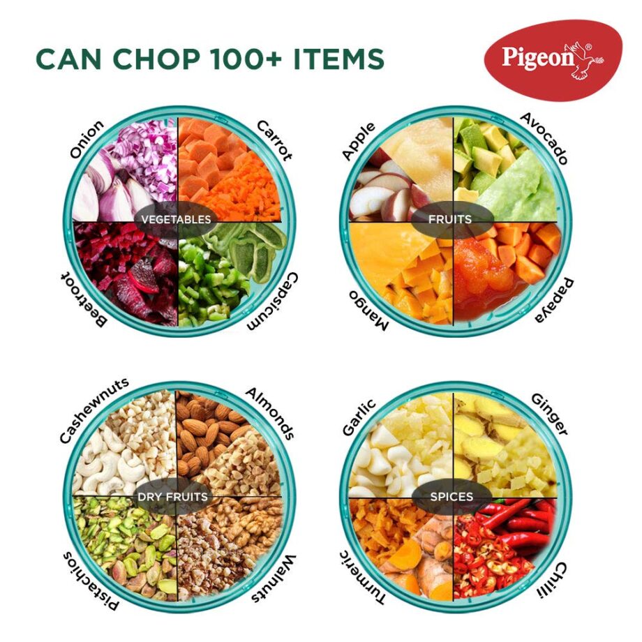 Pigeon Polypropylene Mini Handy and Compact Chopper with 3 Blades for Effortlessly Chopping Vegetables and Fruits for Your Kitchen (12420, Green, 400 ml) - Image 5