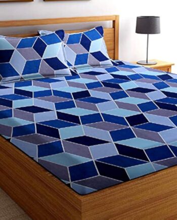 BSB HOME® Glace Cotton 160 TC Football Printed Double Bedsheets with 2 King Size Pillow Cover, (90X90 Inches, 7 x 7.5 Feet, Blue and Grey)