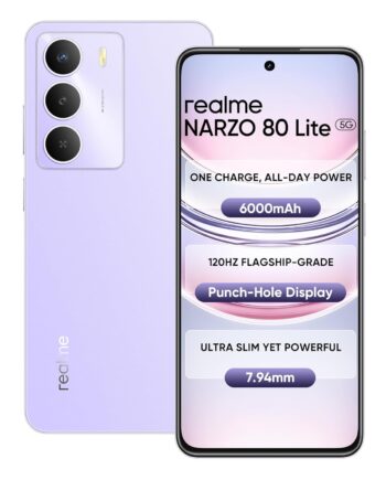 realme NARZO 80 Lite 5G (Crystal Purple, 6GB+128GB) | 6000mAh Long-Lasting Battery | MediaTek Dimensity 6300 5G | AI Assist | IP64 Rated Water & Dust Resistance | Military-Grade Durability