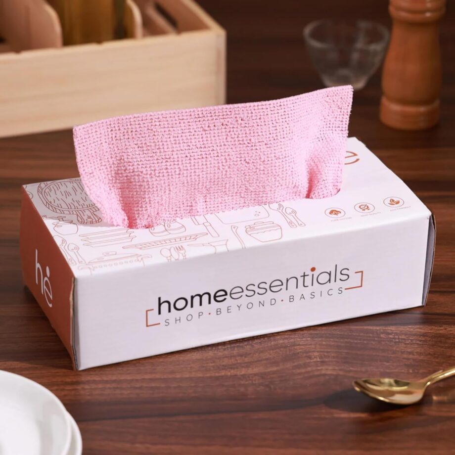 Shop Home Essentials Reusable Microfiber Cleaning And Drying Wipes, Pack Of 20 (Pink) Lint Free Cloth, Washable All Purpose Wash Cloth For Kitchen, Car, House, Office (Pink, 2 Boxes)