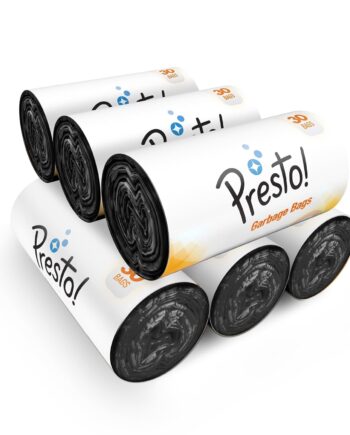 Amazon Brand - Presto! Garbage Bags | Medium | 180 Count | 30 Bags X 6 Rolls | 19 X 21 Inches | For Dry & Wet Waste | Black