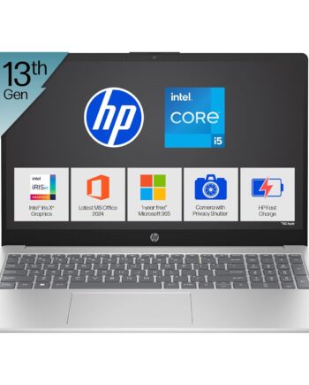 HP 15, 13th Gen Intel Core i5-1334U (16GB DDR4, 1TB SSD) FHD, Anti-Glare, Micro-Edge, 15.6''/39.6cm, Win11, M365(1yr)* Office24, Silver, 1.59kg, FD0552TU, Iris Xe, FHD Camera w/Shutter, Backlit Laptop