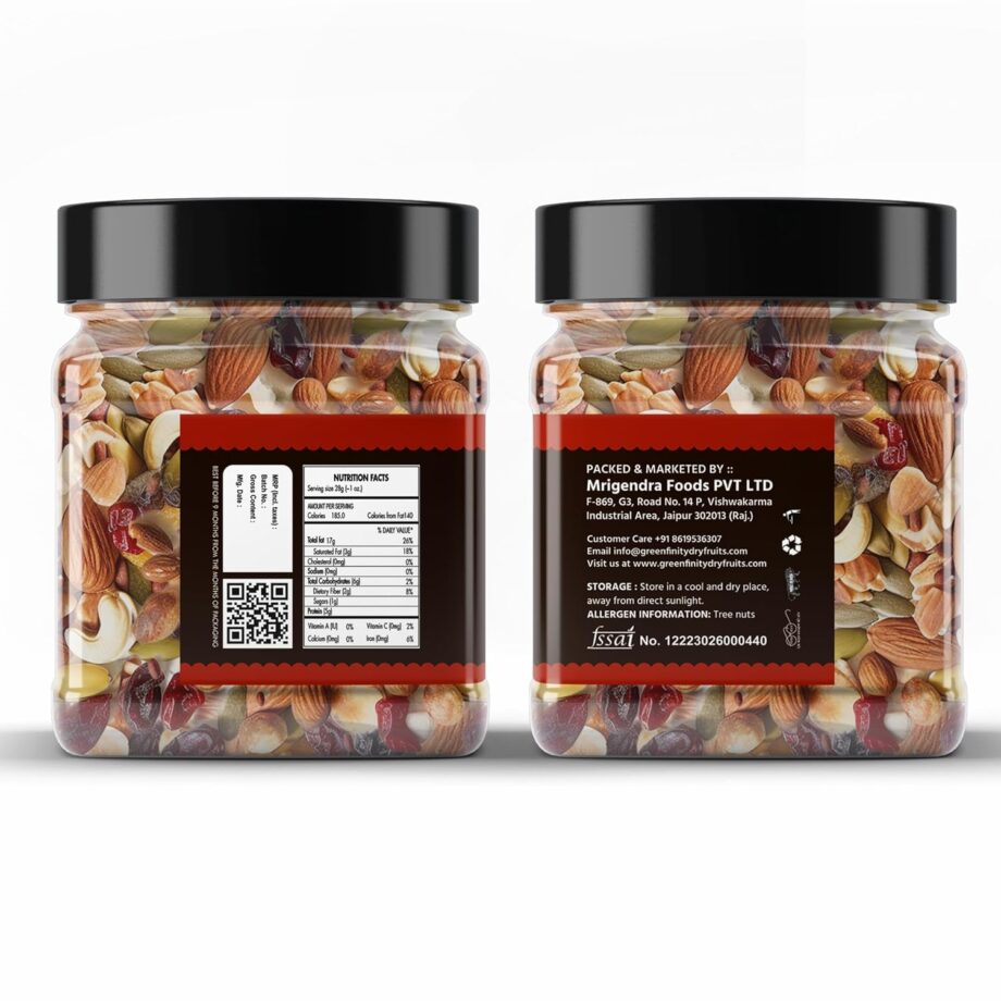 PrettyNutty Healthy Nutmix 250g, Dried Almonds, Black Raisins, Cashewnuts, Cranberries, Green Raisins, Walnut Kernels & Many More. - Image 6