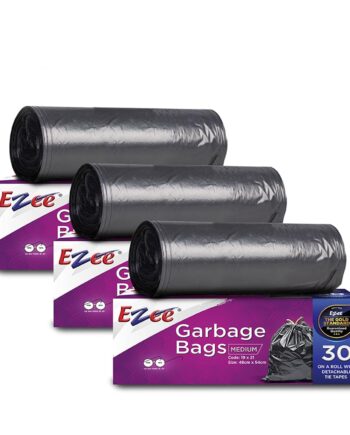 Ezee Black Garbage Bags for Dustbin | 90 Pcs | Medium 19 X 21 Inches | 30 Pcs x Pack of 3