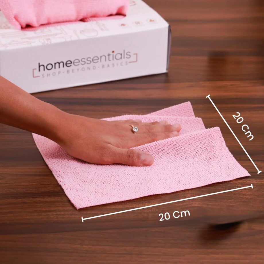Shop Home Essentials Reusable Microfiber Cleaning And Drying Wipes, Pack Of 20 (Pink) Lint Free Cloth, Washable All Purpose Wash Cloth For Kitchen, Car, House, Office (Pink, 2 Boxes) - Image 8