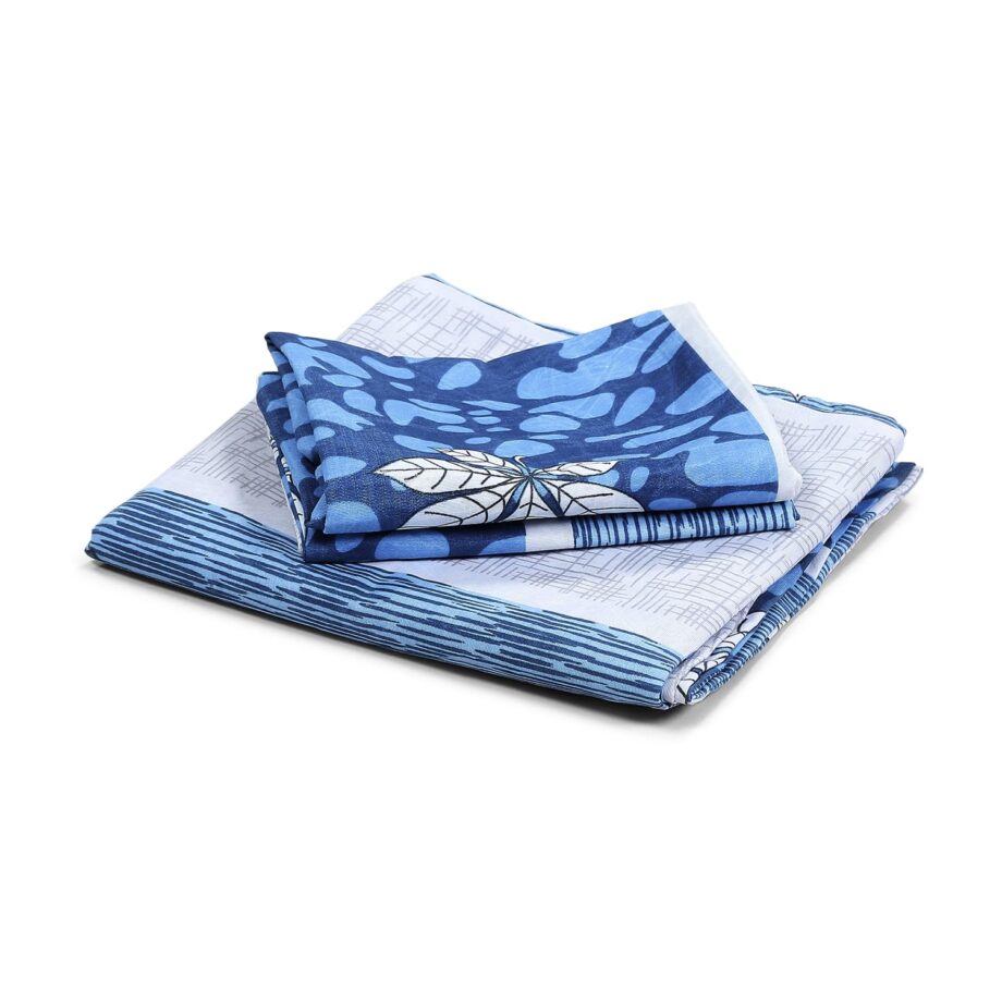 Status Contract Cotton Rich Double Bedsheet with 2 Pillow Covers for Bed Room, Home, Hotel-120 GSM (Blue Stripes) - Image 6