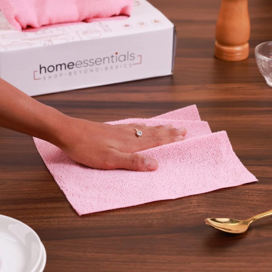 Shop Home Essentials Reusable Microfiber Cleaning And Drying Wipes, Pack Of 20 (Pink) Lint Free Cloth, Washable All Purpose Wash Cloth For Kitchen, Car, House, Office (Pink, 2 Boxes) - Image 2