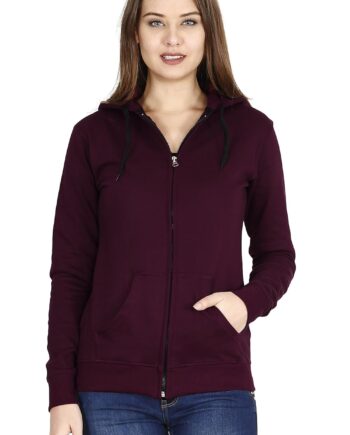 FLEXIMAA Women's Cotton Full Zipper Sweatshirt Hoodies with Kangaroo Pocket