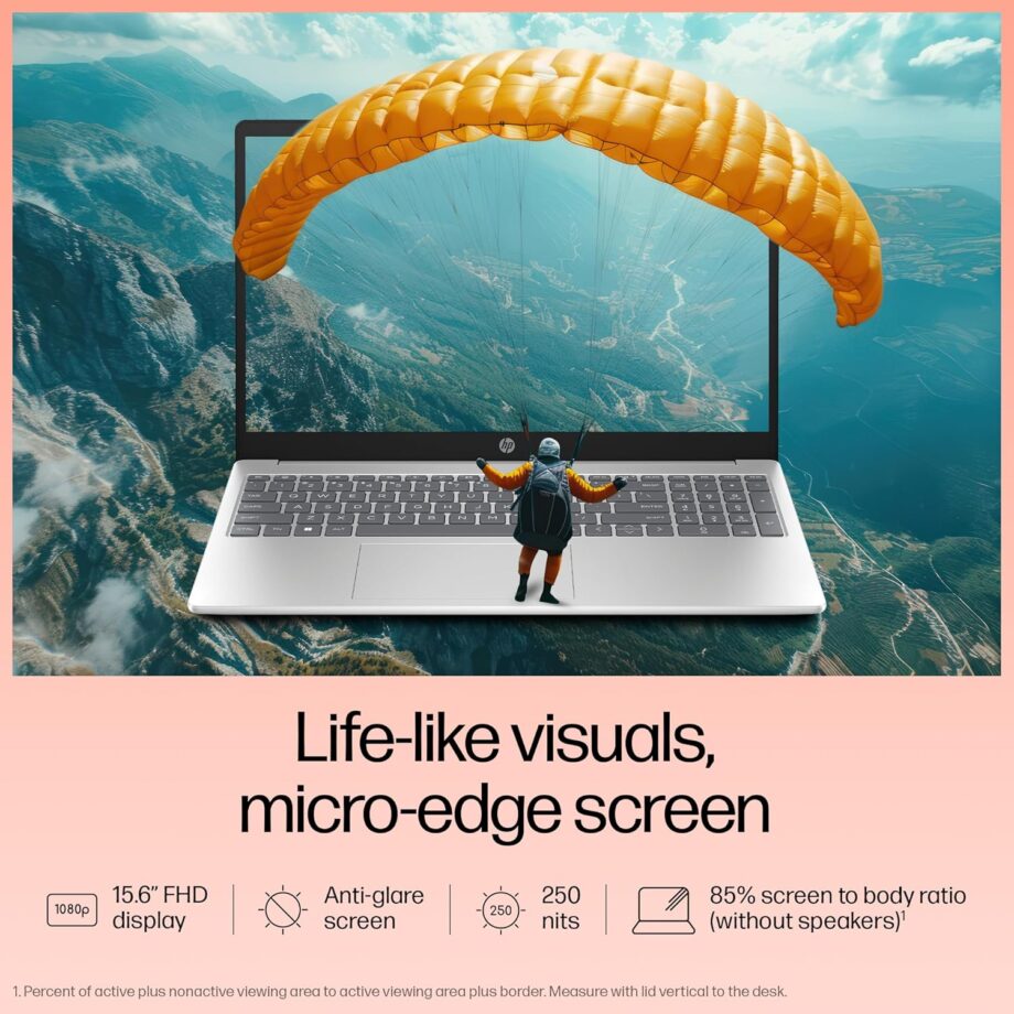 HP 15, 13th Gen Intel Core i5-1334U (16GB DDR4, 1TB SSD) FHD, Anti-Glare, Micro-Edge, 15.6''/39.6cm, Win11, M365(1yr)* Office24, Silver, 1.59kg, FD0552TU, Iris Xe, FHD Camera w/Shutter, Backlit Laptop - Image 5