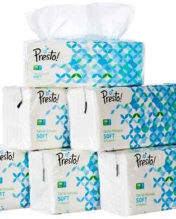 Amazon Brand - Presto! 2 Ply Facial Tissue Soft Pack - 200 Pulls (Pack of 6)