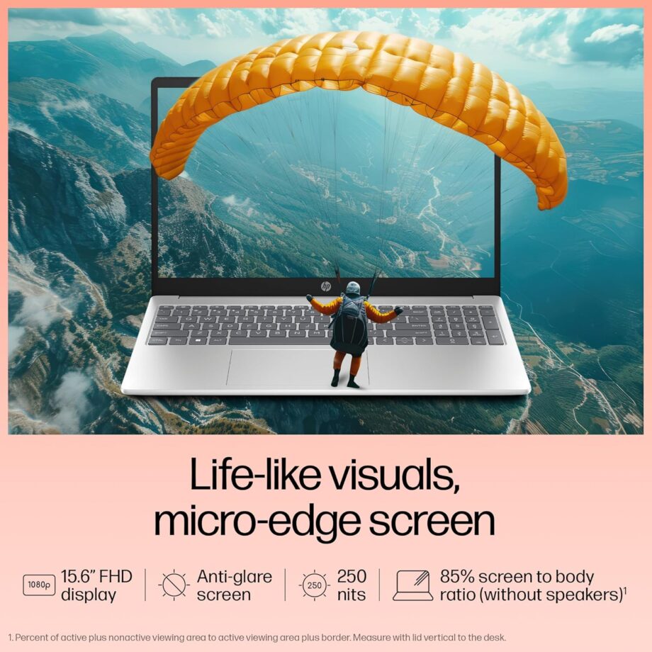 HP 15, 13th Gen Intel Core i5-1335U (16GB DDR4, 512GB SSD) FHD, Anti-Glare, Micro-Edge, 15.6''/39.6cm, Win11, M365 Basic(1yr)* Office24, Silver,1.59kg, fd0577TU, Iris Xe, FHD Camera w/Shutter Laptop - Image 5