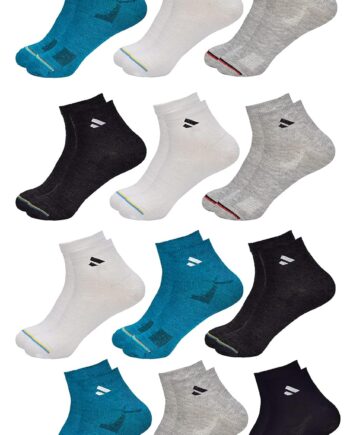 SJeware 12 Pairs Solid Cotton Ankle Length Socks for Men & Women, Multicolor, Pack of 12, Free Size