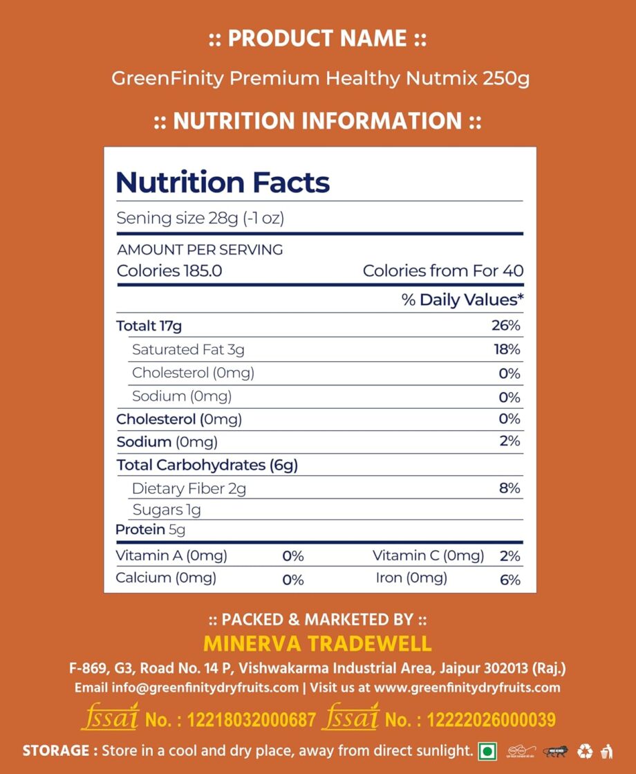 PrettyNutty Healthy Nutmix 250g, Dried Almonds, Black Raisins, Cashewnuts, Cranberries, Green Raisins, Walnut Kernels & Many More. - Image 2