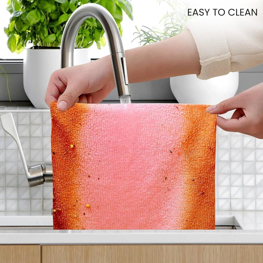 Shop Home Essentials Reusable Microfiber Cleaning And Drying Wipes, Pack Of 20 (Pink) Lint Free Cloth, Washable All Purpose Wash Cloth For Kitchen, Car, House, Office (Pink, 2 Boxes) - Image 7