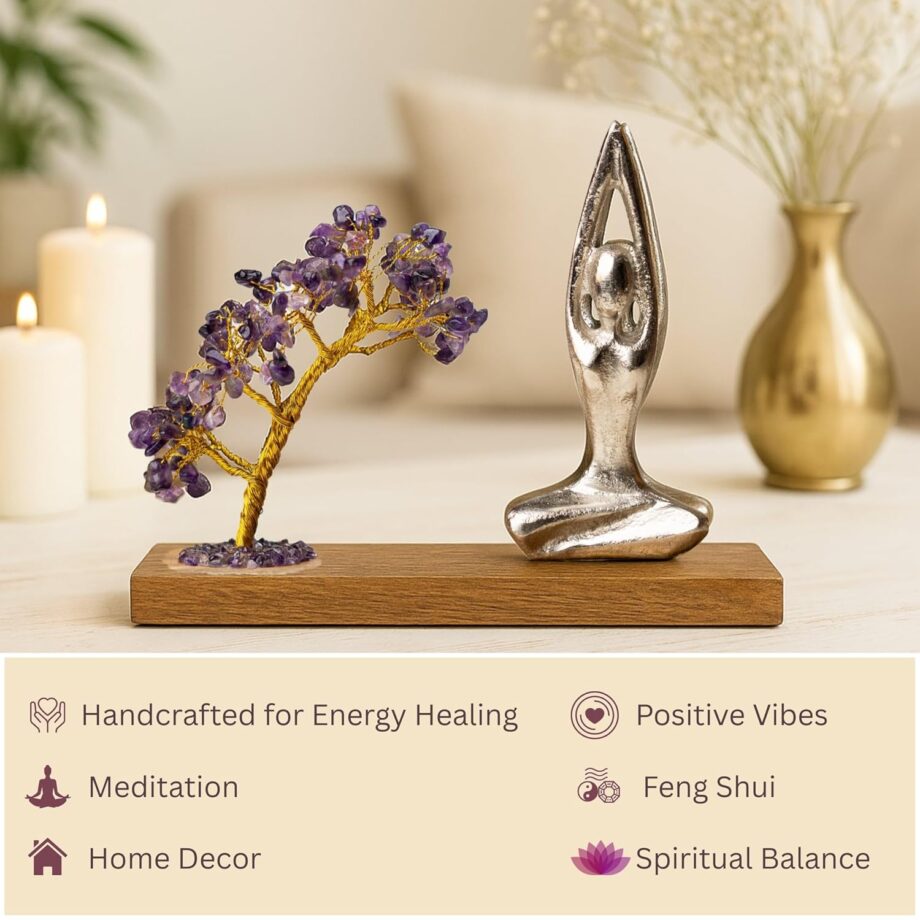 Ritualistic Namaste Amethyst Quartz Crystal Tree | Handcrafted for Energy Healing, Meditation, Home Decor, Positive Vibes, Feng Shui & Spiritual Balance for Mindfulness and Wellness - Image 2