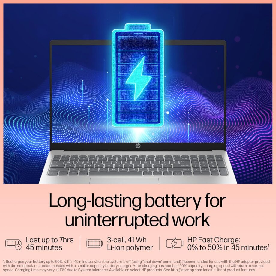 HP 15, 13th Gen Intel Core i5-1335U (16GB DDR4, 512GB SSD) FHD, Anti-Glare, Micro-Edge, 15.6''/39.6cm, Win11, M365 Basic(1yr)* Office24, Silver,1.59kg, fd0577TU, Iris Xe, FHD Camera w/Shutter Laptop - Image 6