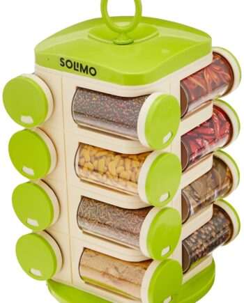 Amazon Brand - Solimo Revolving Plastic Spice Rack set (16 pieces)