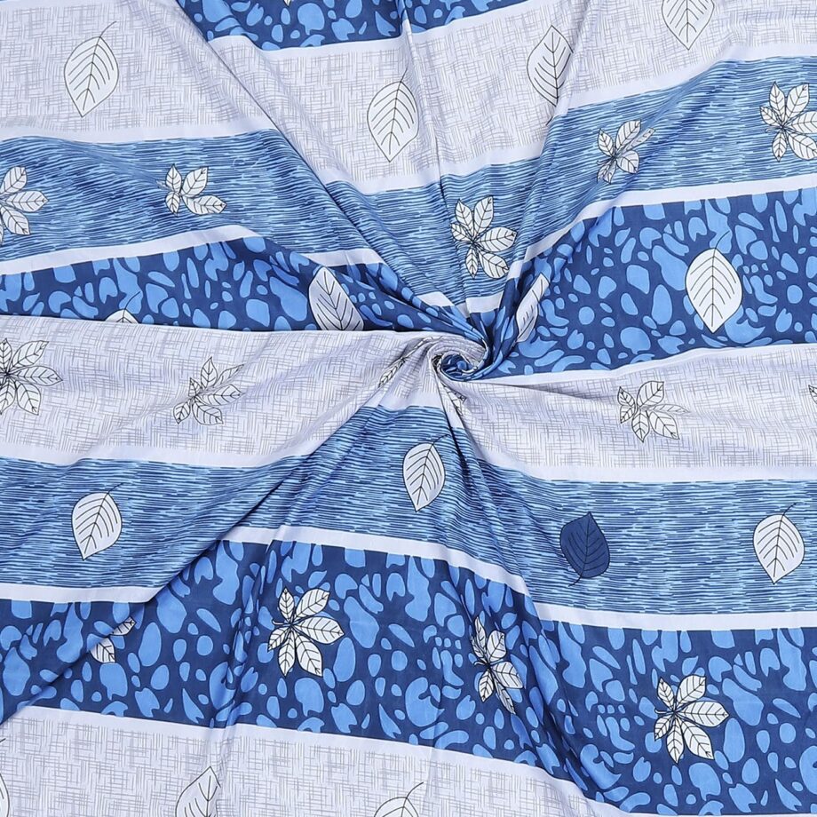 Status Contract Cotton Rich Double Bedsheet with 2 Pillow Covers for Bed Room, Home, Hotel-120 GSM (Blue Stripes) - Image 3