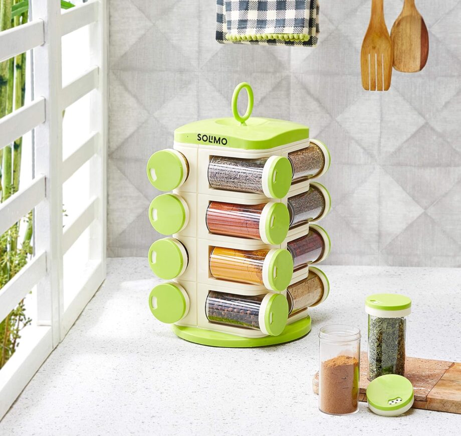 Amazon Brand - Solimo Revolving Plastic Spice Rack set (16 pieces) - Image 2